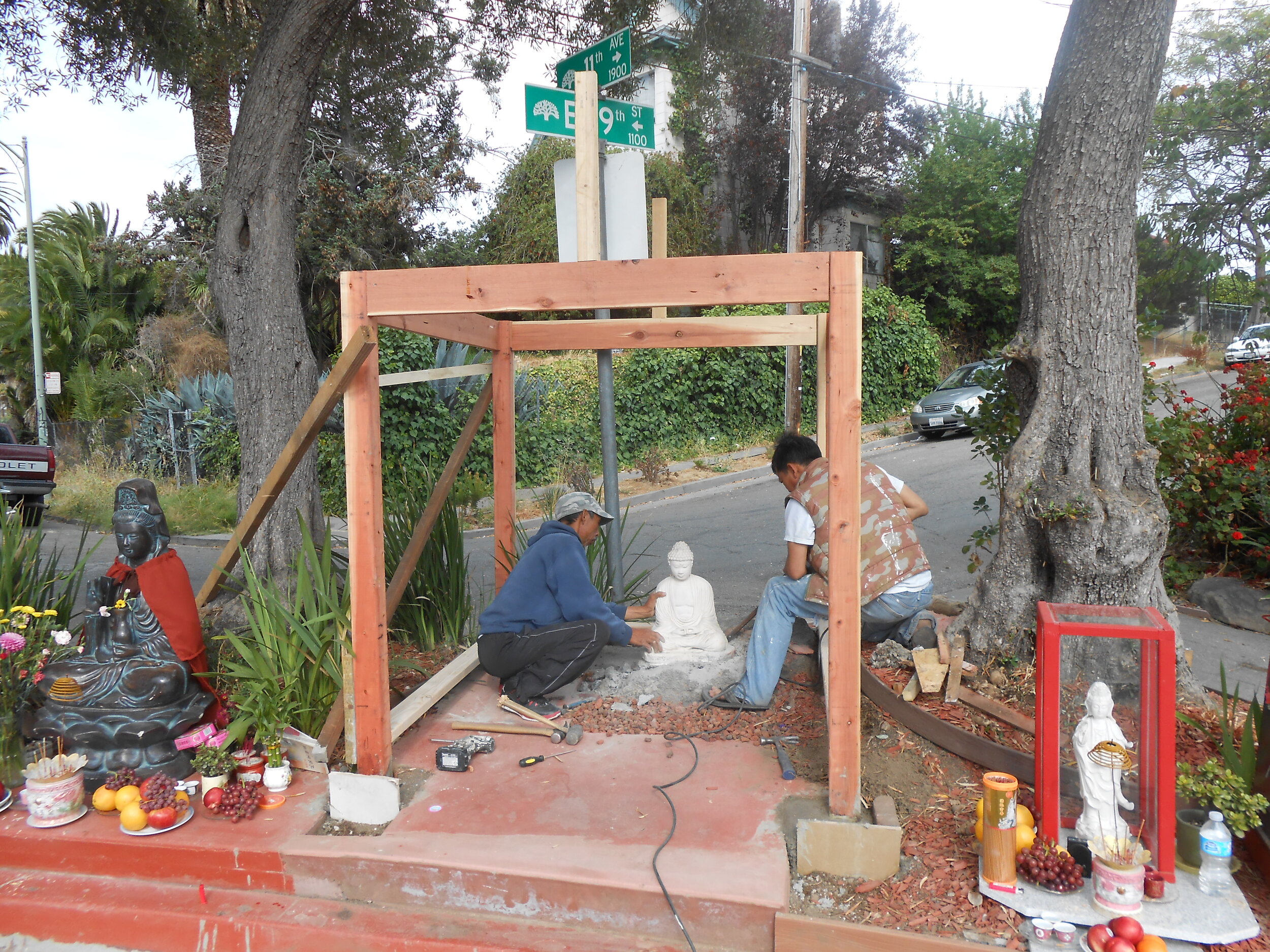 Building the Buddha a better shrine. PHOTO CREDIT: Judy Silber