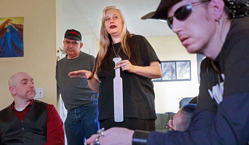 Lilith Starr, founder of The Satanic Temple of Seattle at a meeting in her home. Photo Credit: Erika Schultz