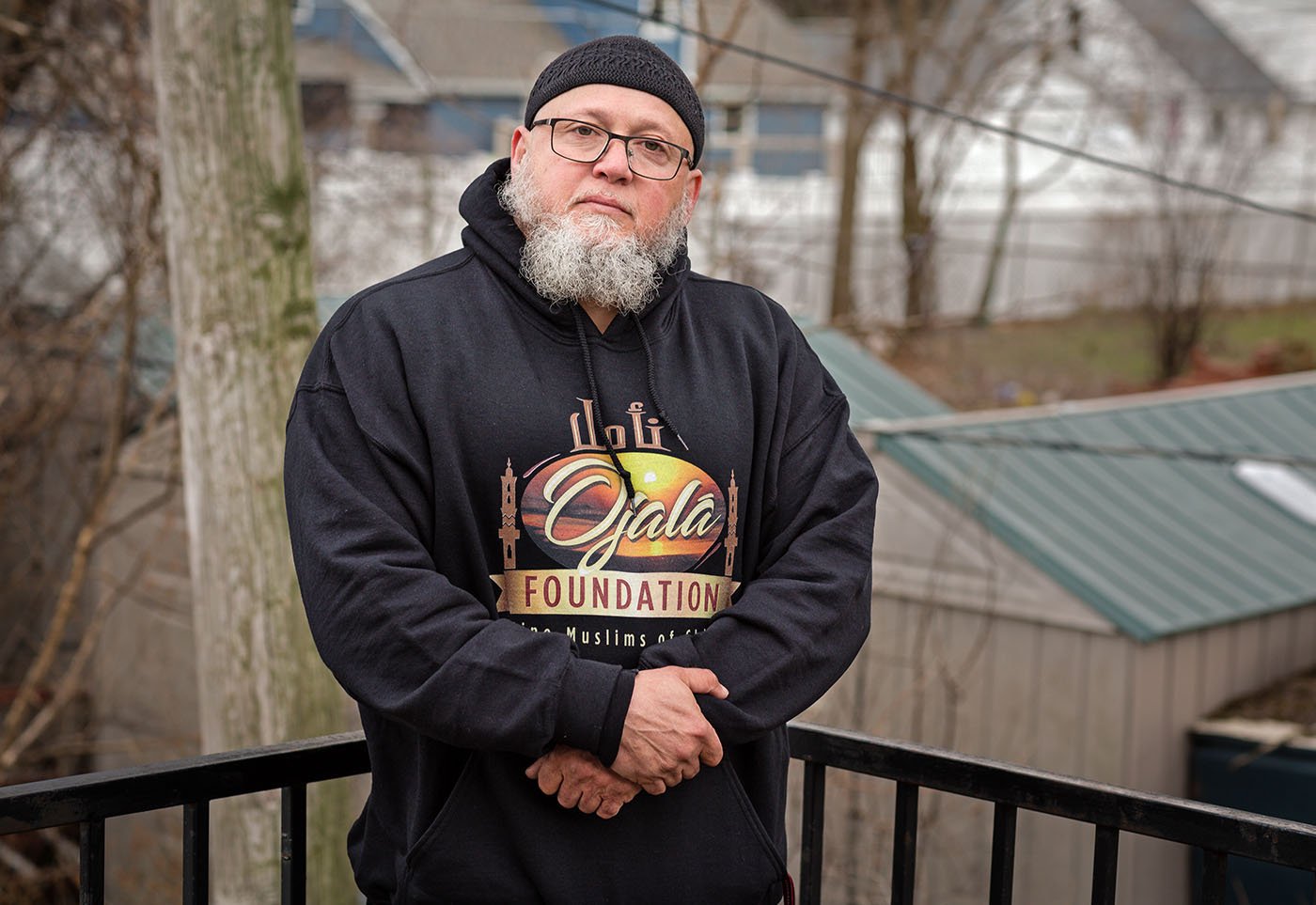 Raul Gonzalez pictured outside of the Al-Nahda Center on March 14, 2021 in Worth, Ill. The mosque is five minutes from Gonzalez's house.