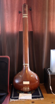 During the KALW interview, Nakkach improvised with an iPhone app that made the sound of a tamboura. This is a real tamboura at Nakkach's Emeryville studio. 